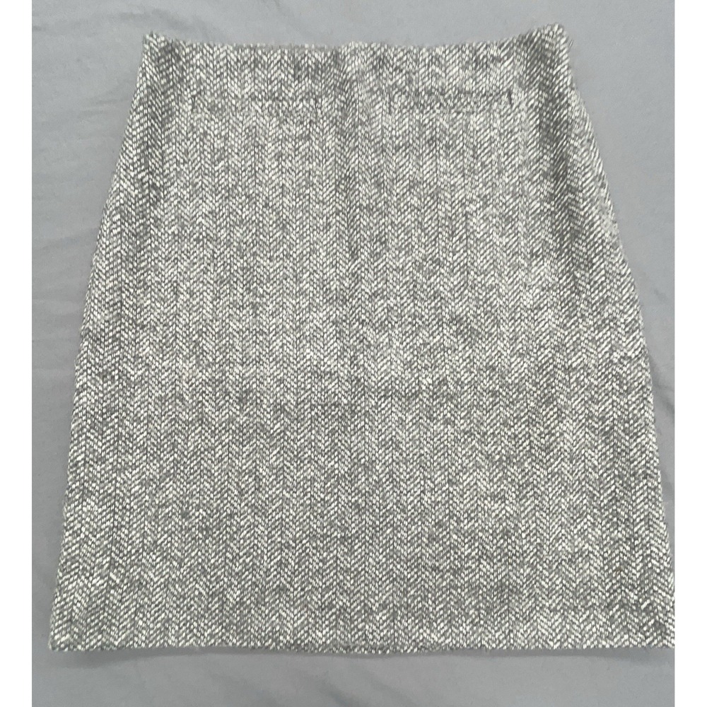 Talbots‎ Pencil Skirt 2 Gray Chevron Tweed Wool Blend Preppy Classic Minimal
